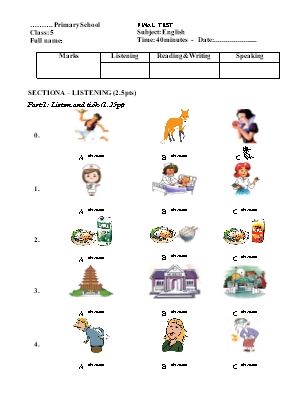 Bài tập Tiếng Anh Lớp 10 thí điểm - Final Test English 5